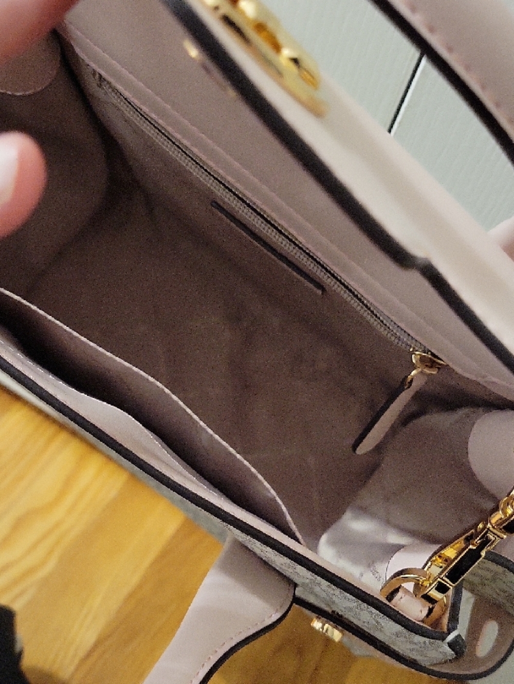 Michael Kors Blush Pink Logo-Print Satchel with Gold Hardware - Picture 4 of 4